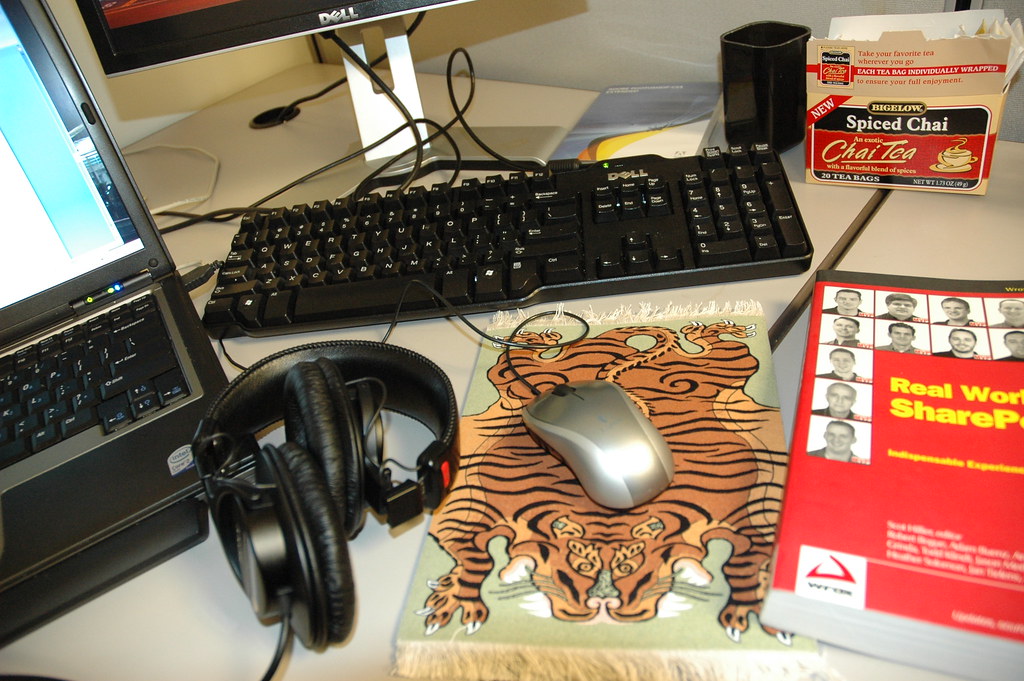 Work space, Microsoft Custom Development Solutions Technical Innovation Partner of the Year 2006, Tiger mousepad, San Francisco, California, 20 floors up, USA